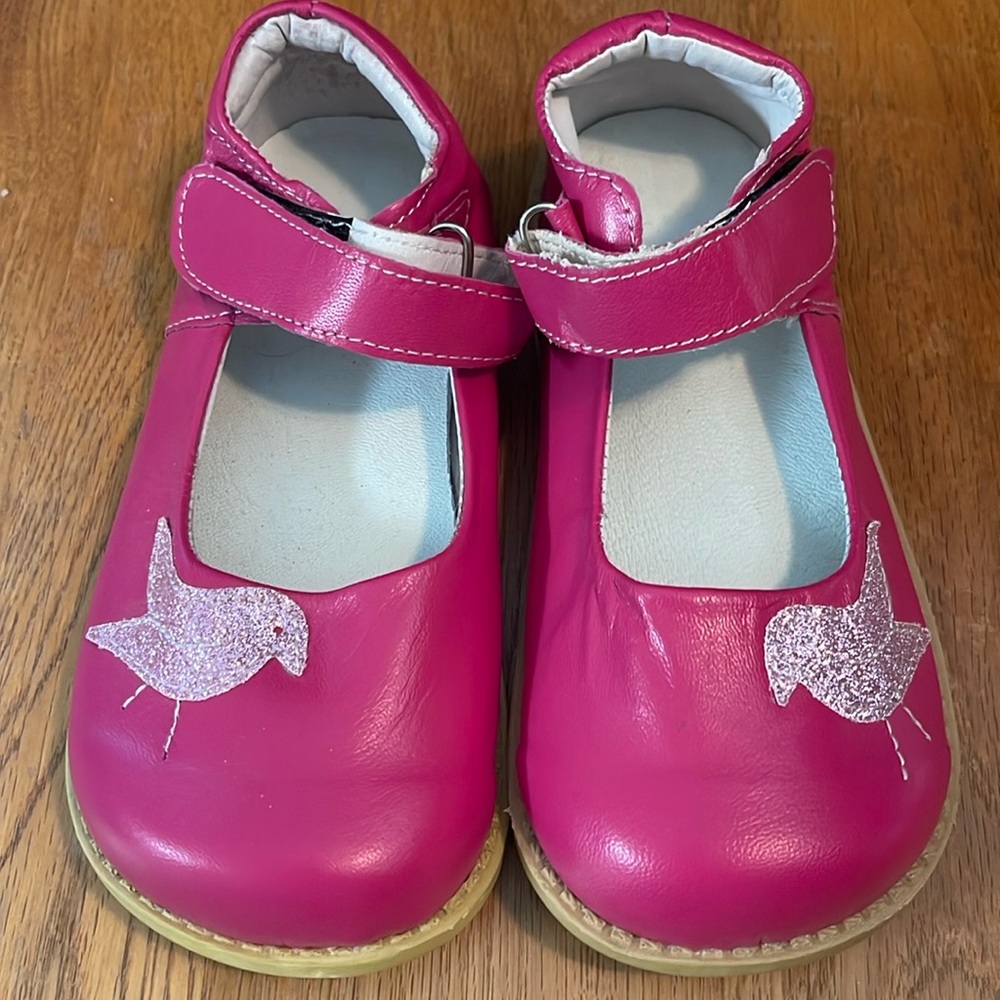 Good used condition hot pink bird Mary Janes, similar to Livie and Luca